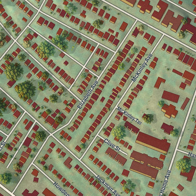 Second close-up of the map of Avalon, Pennsylvania print showing more streets and buildings