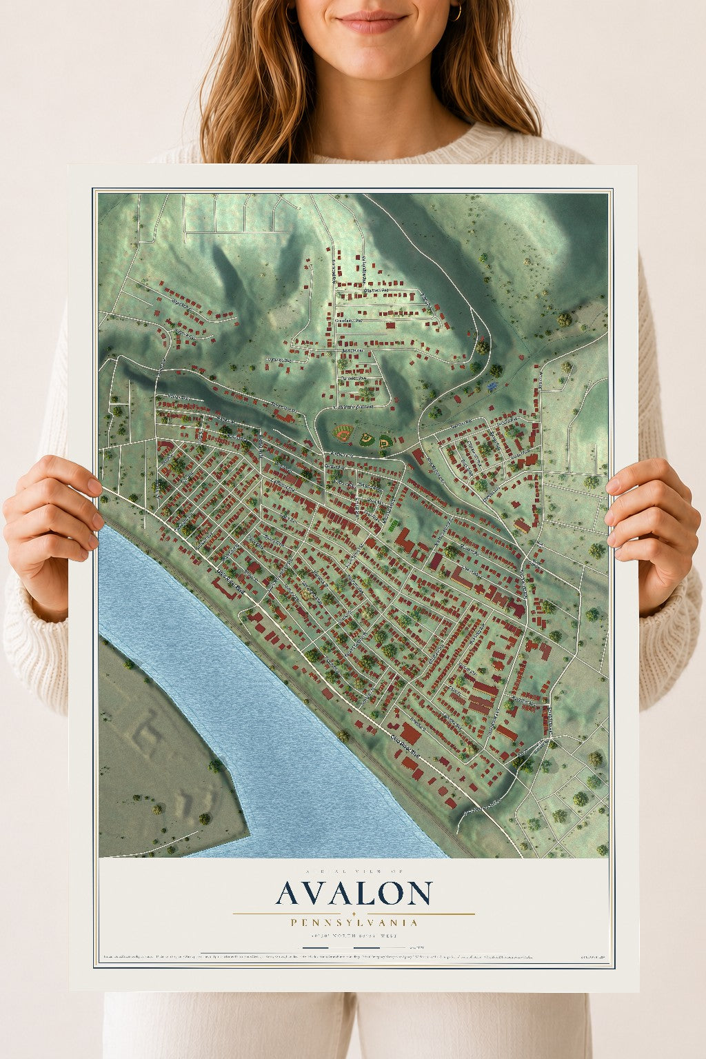 Map of Avalon, Pennsylvania, 18 x 24 inch unframed archival matte print