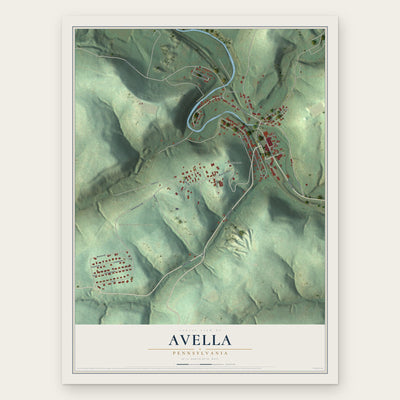Avella, Pennsylvania map print, the full design