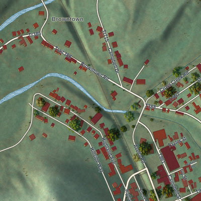 Close-up of the map of Avella, Pennsylvania print showing street and building detail