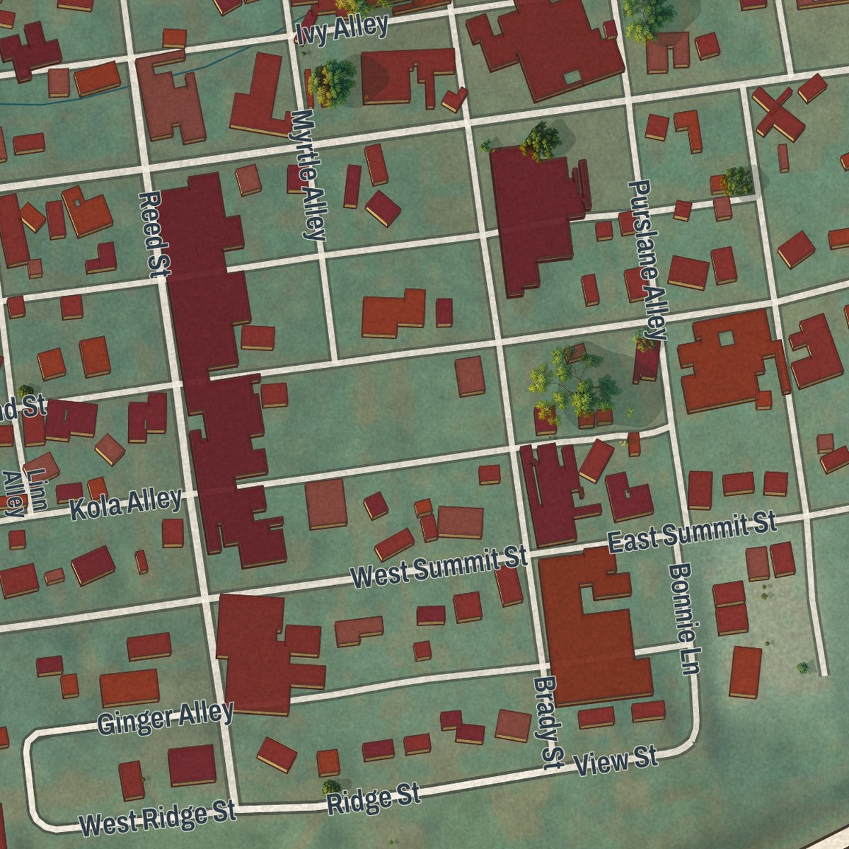 Close-up of the map of Avis, Pennsylvania print showing street and building detail