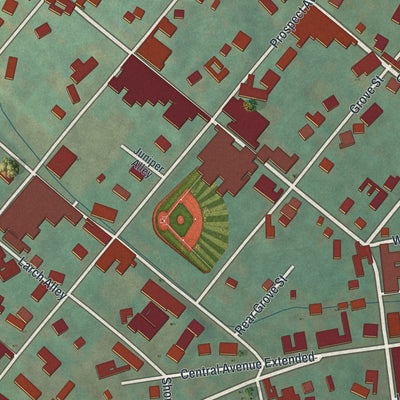 Second close-up of the map of Avis, Pennsylvania print showing more streets and buildings