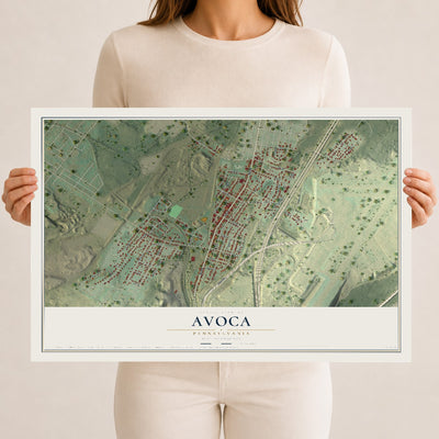 Map of Avoca, Pennsylvania, 12 x 18 inch unframed archival matte print
