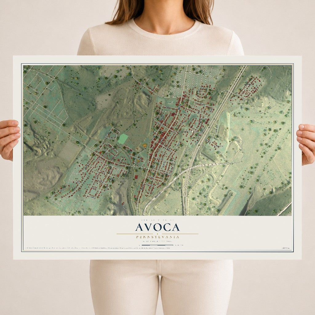 Map of Avoca, Pennsylvania, 18 x 24 inch unframed archival matte print
