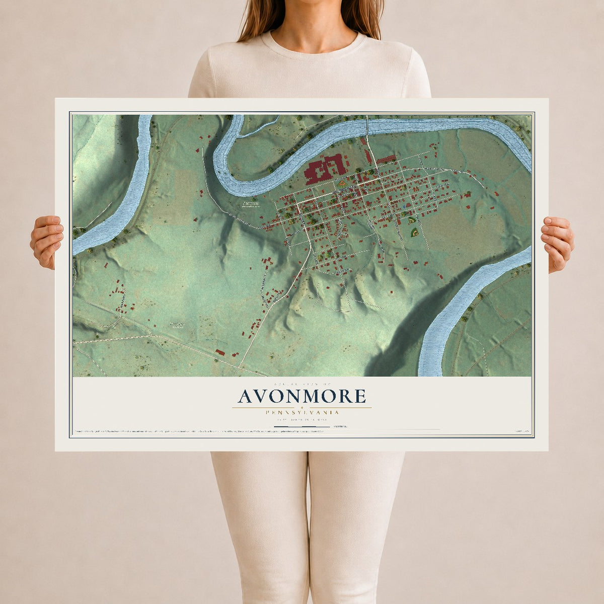 Map of Avonmore, Pennsylvania, 24 x 36 inch unframed archival matte print