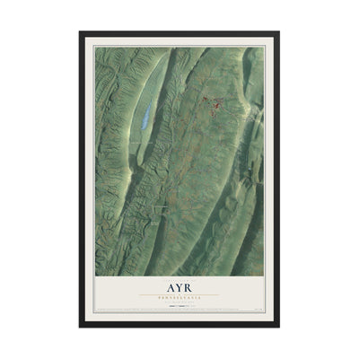 Map of Ayr, Pennsylvania, 12 x 18 inch print in a black wood frame