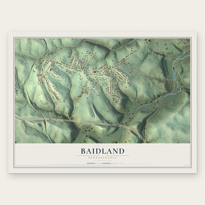 Baidland, Pennsylvania map print, the full design
