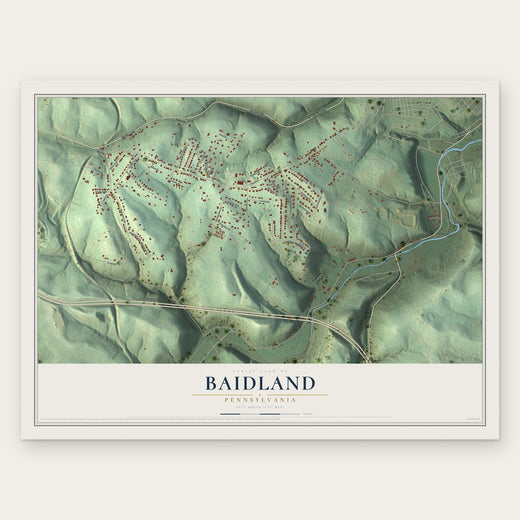 Baidland, Pennsylvania map print, the full design