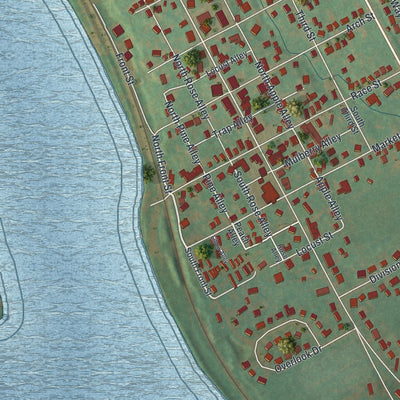 Close-up of the map of Bainbridge, Pennsylvania print showing street and building detail