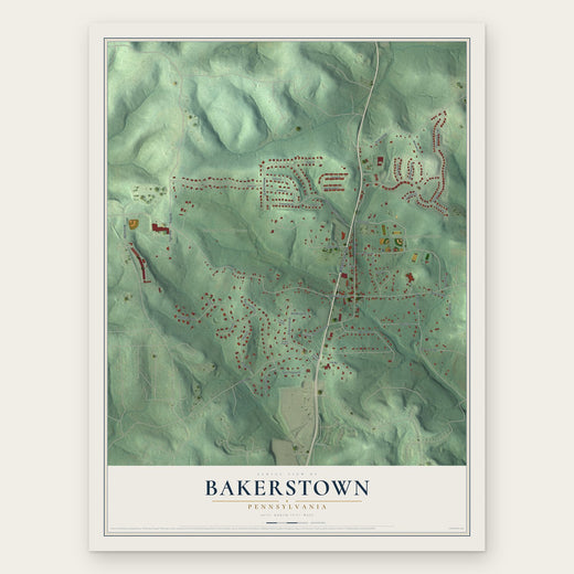 Bakerstown, Pennsylvania map print, the full design