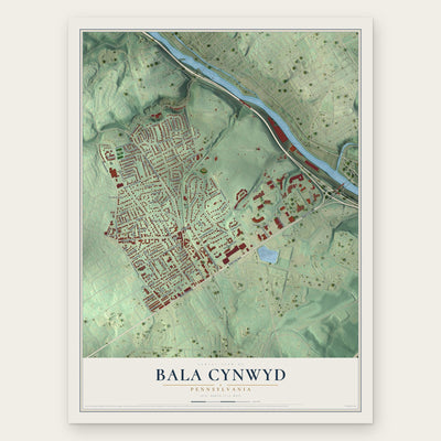 Bala Cynwyd, Pennsylvania map print, the full design