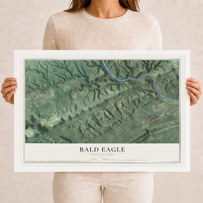 Map of Bald Eagle, Pennsylvania, 12 x 18 inch print in a white wood frame