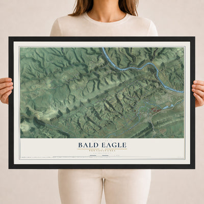 Map of Bald Eagle, Pennsylvania, 18 x 24 inch print in a black wood frame