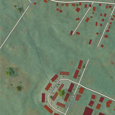 Second close-up of the map of Bally, Pennsylvania print showing more streets and buildings