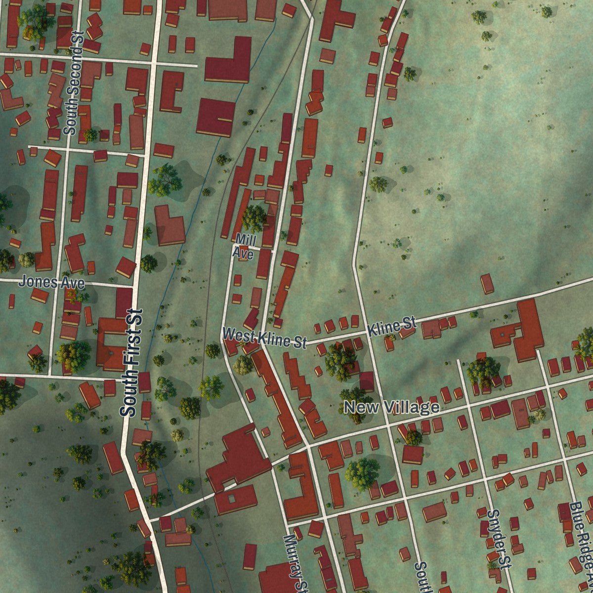 Second close-up of the map of Bangor, Pennsylvania print showing more streets and buildings
