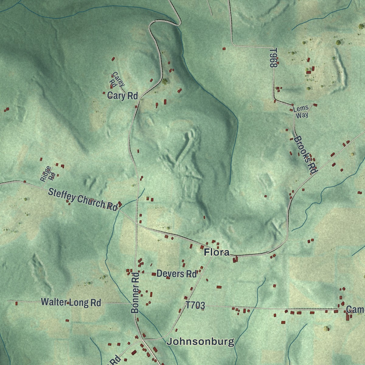 Second close-up of the map of Banks, Indiana County, Pennsylvania print showing more streets and buildings
