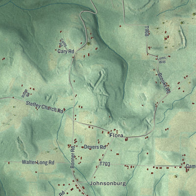 Second close-up of the map of Banks, Indiana County, Pennsylvania print showing more streets and buildings