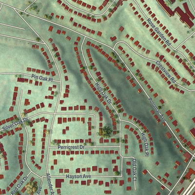 Close-up of the map of Banksville, Pennsylvania print showing street and building detail