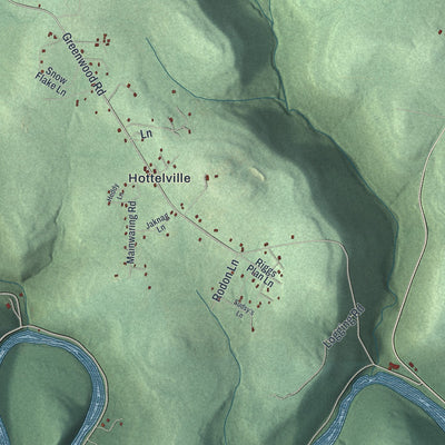 Close-up of the map of Barnett, Forest County, Pennsylvania print showing street and building detail