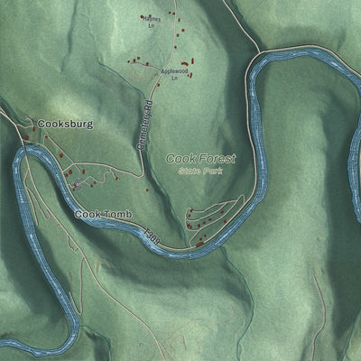 Second close-up of the map of Barnett, Forest County, Pennsylvania print showing more streets and buildings
