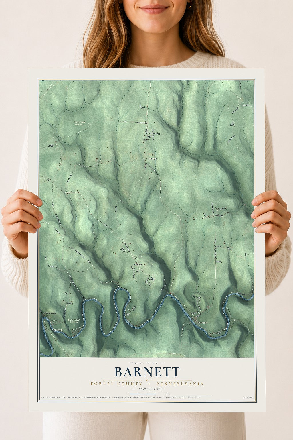 Map of Barnett, Forest County, Pennsylvania, 18 x 24 inch unframed archival matte print