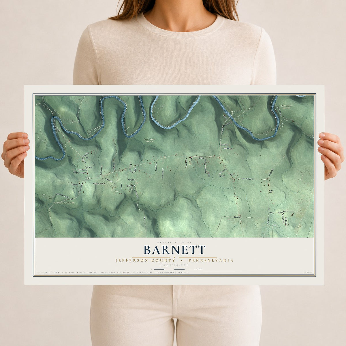 Map of Barnett, Jefferson County, Pennsylvania, 12 x 18 inch unframed archival matte print