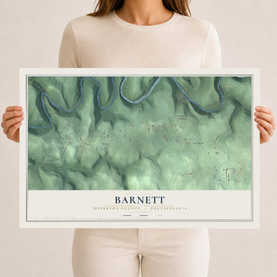 Map of Barnett, Jefferson County, Pennsylvania, 12 x 18 inch unframed archival matte print