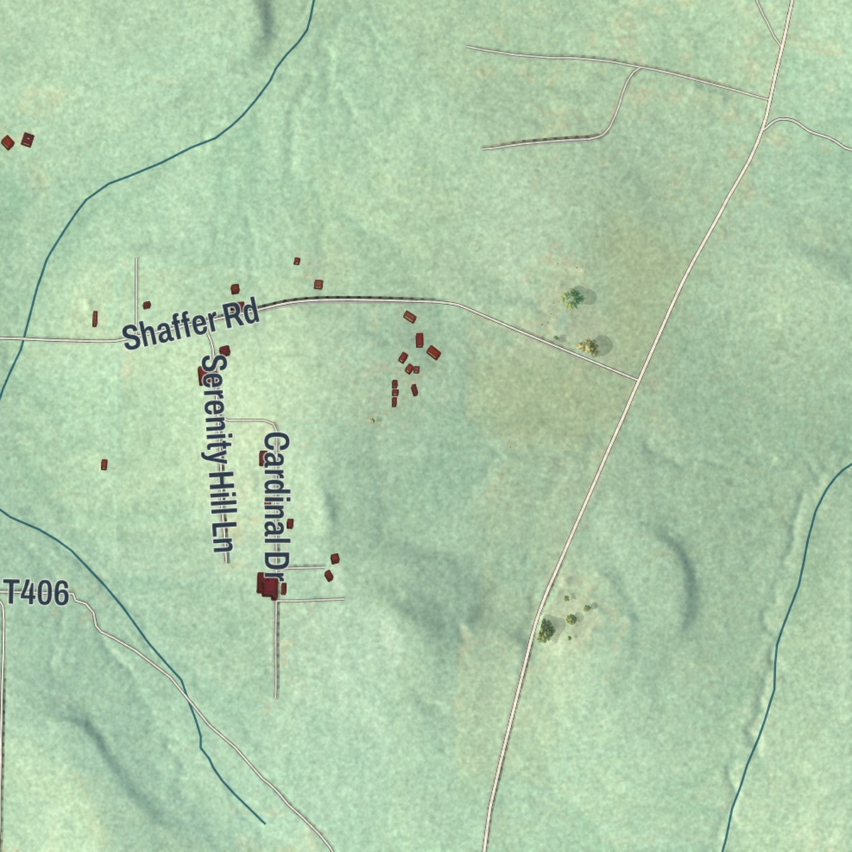 Close-up of the map of Barnett, Jefferson County, Pennsylvania print showing street and building detail