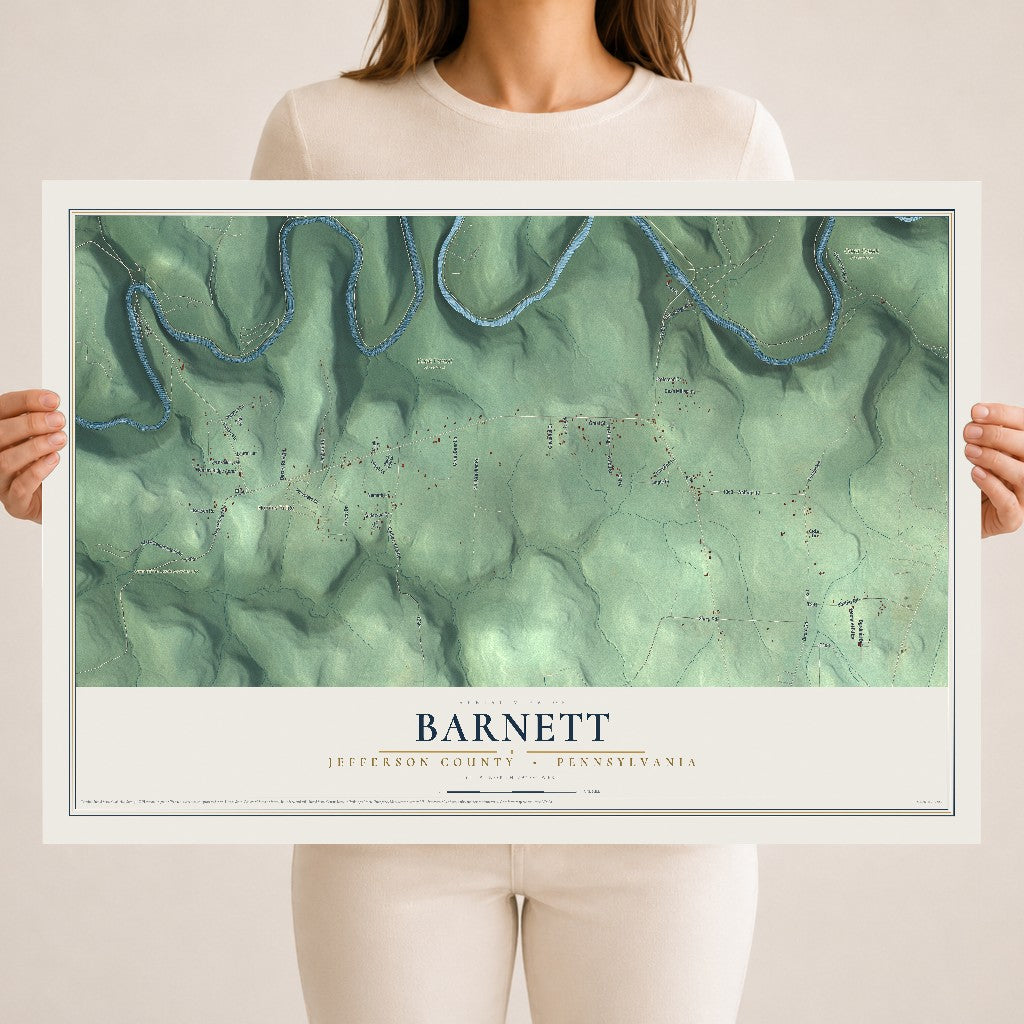 Map of Barnett, Jefferson County, Pennsylvania, 18 x 24 inch unframed archival matte print