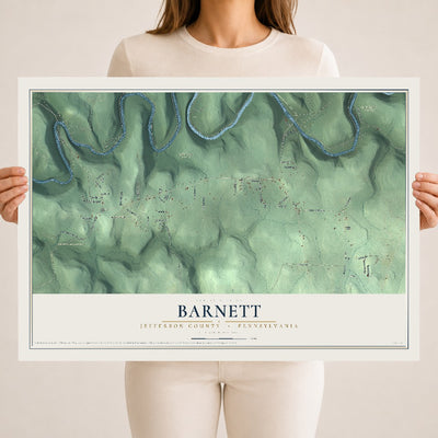 Map of Barnett, Jefferson County, Pennsylvania, 18 x 24 inch unframed archival matte print