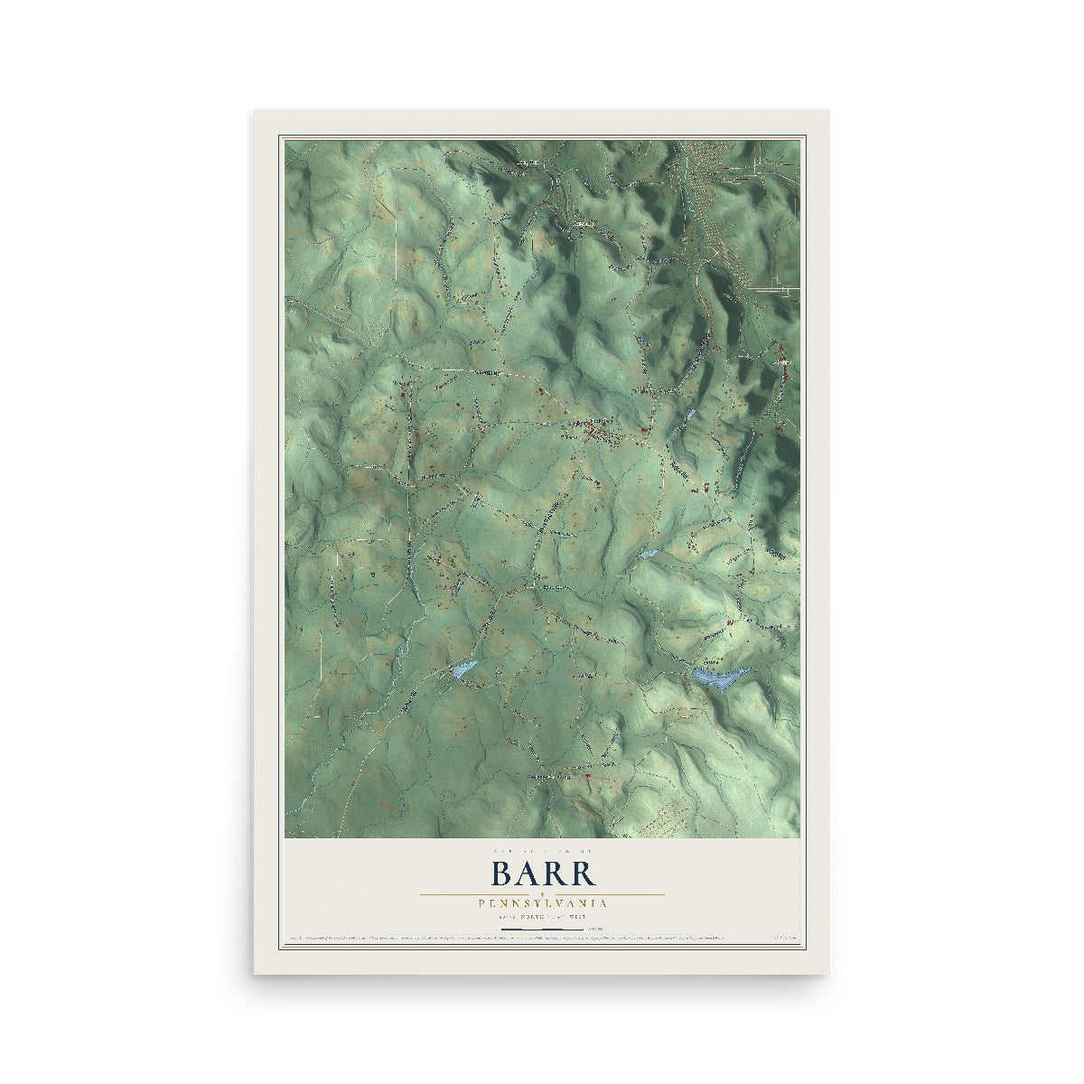 Map of Barr, Pennsylvania, 12 x 18 inch unframed archival matte print