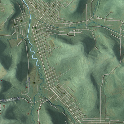 Second close-up of the map of Barr, Pennsylvania print showing more streets and buildings