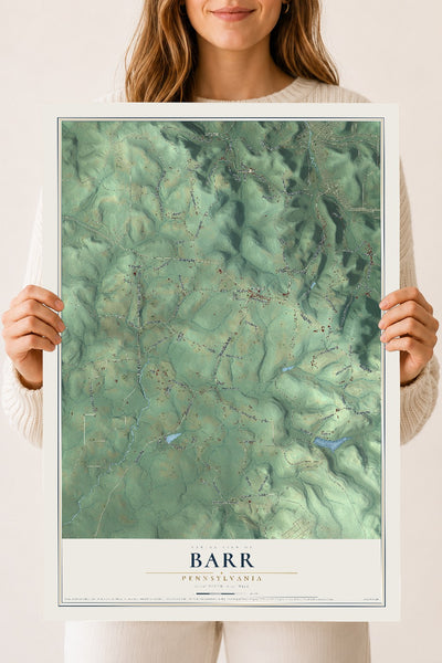 Map of Barr, Pennsylvania, 18 x 24 inch unframed archival matte print