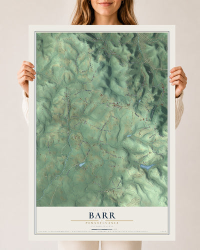 Map of Barr, Pennsylvania, 24 x 36 inch unframed archival matte print