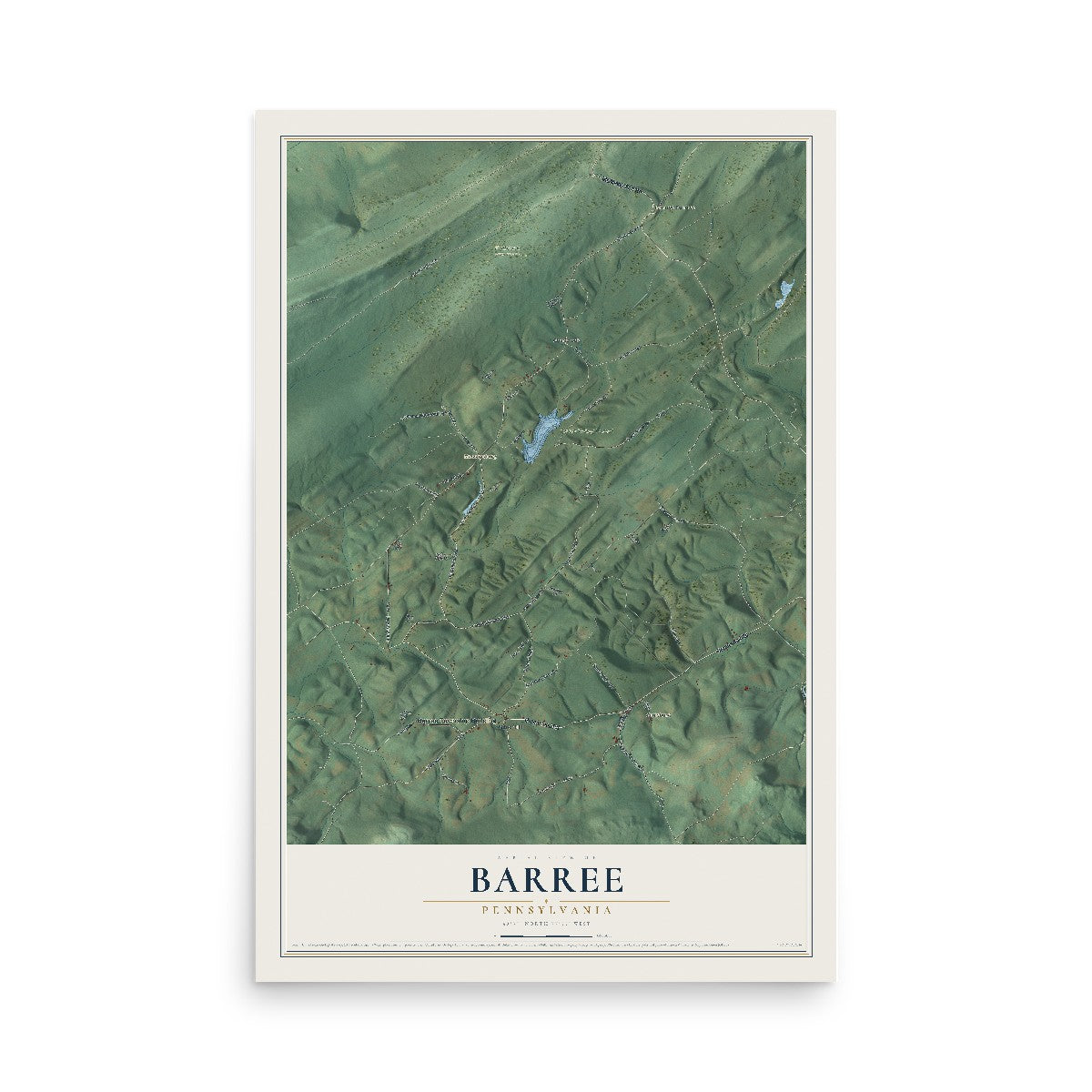 Map of Barree, Pennsylvania, 12 x 18 inch unframed archival matte print