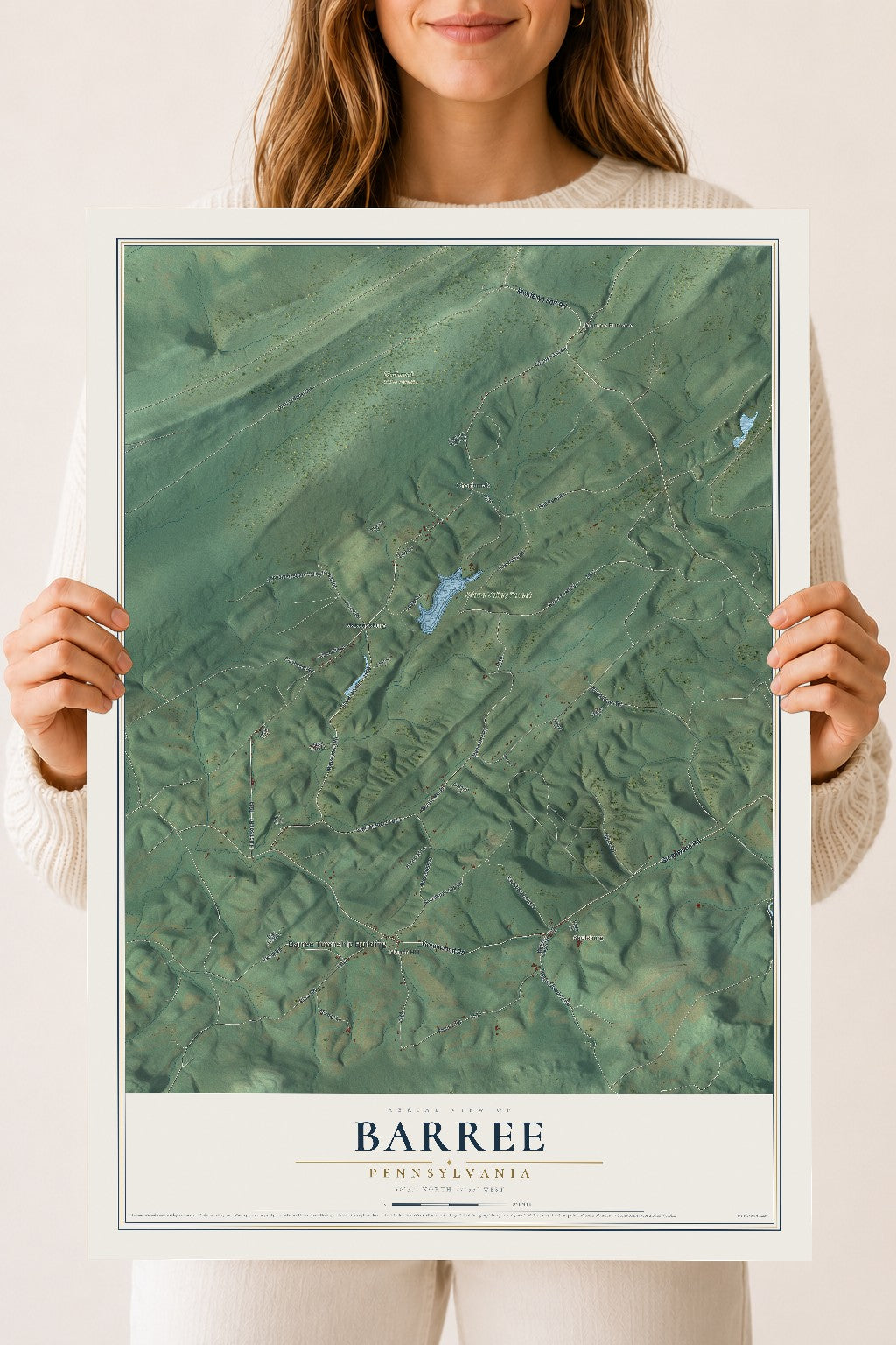 Map of Barree, Pennsylvania, 18 x 24 inch unframed archival matte print