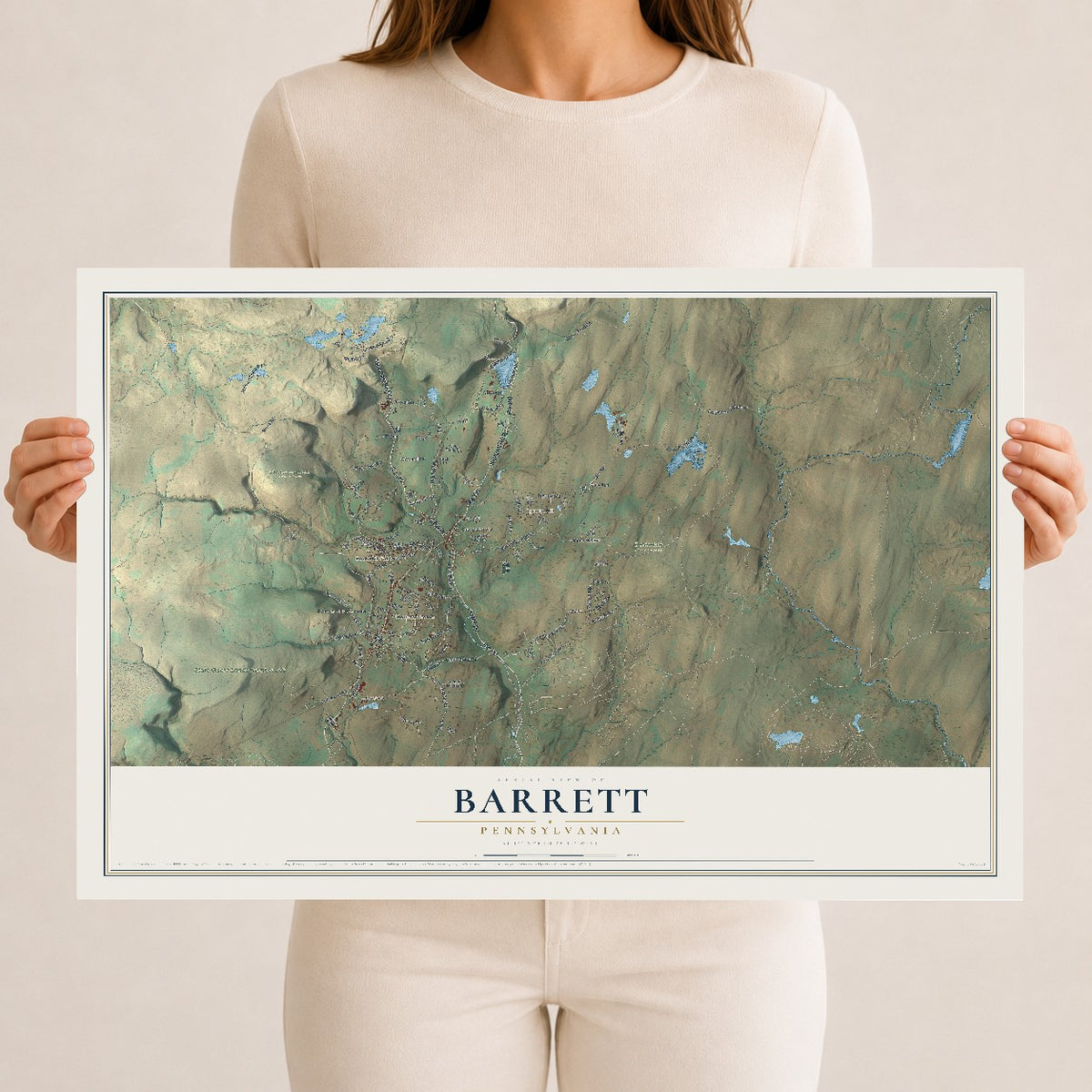 Map of Barrett, Pennsylvania, 12 x 18 inch unframed archival matte print