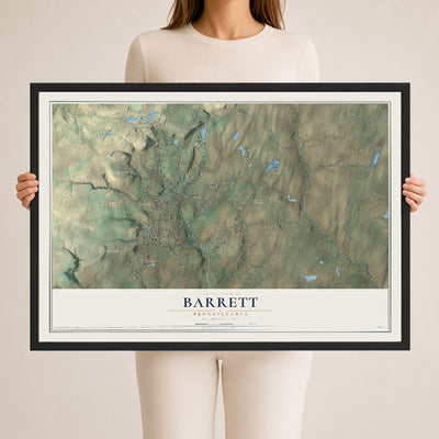 Map of Barrett, Pennsylvania, 24 x 36 inch print in a black wood frame