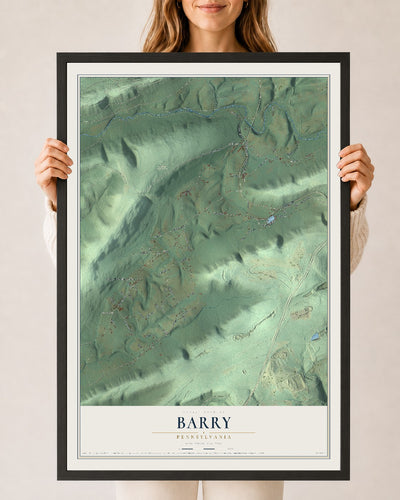Map of Barry, Pennsylvania, 24 x 36 inch print in a black wood frame