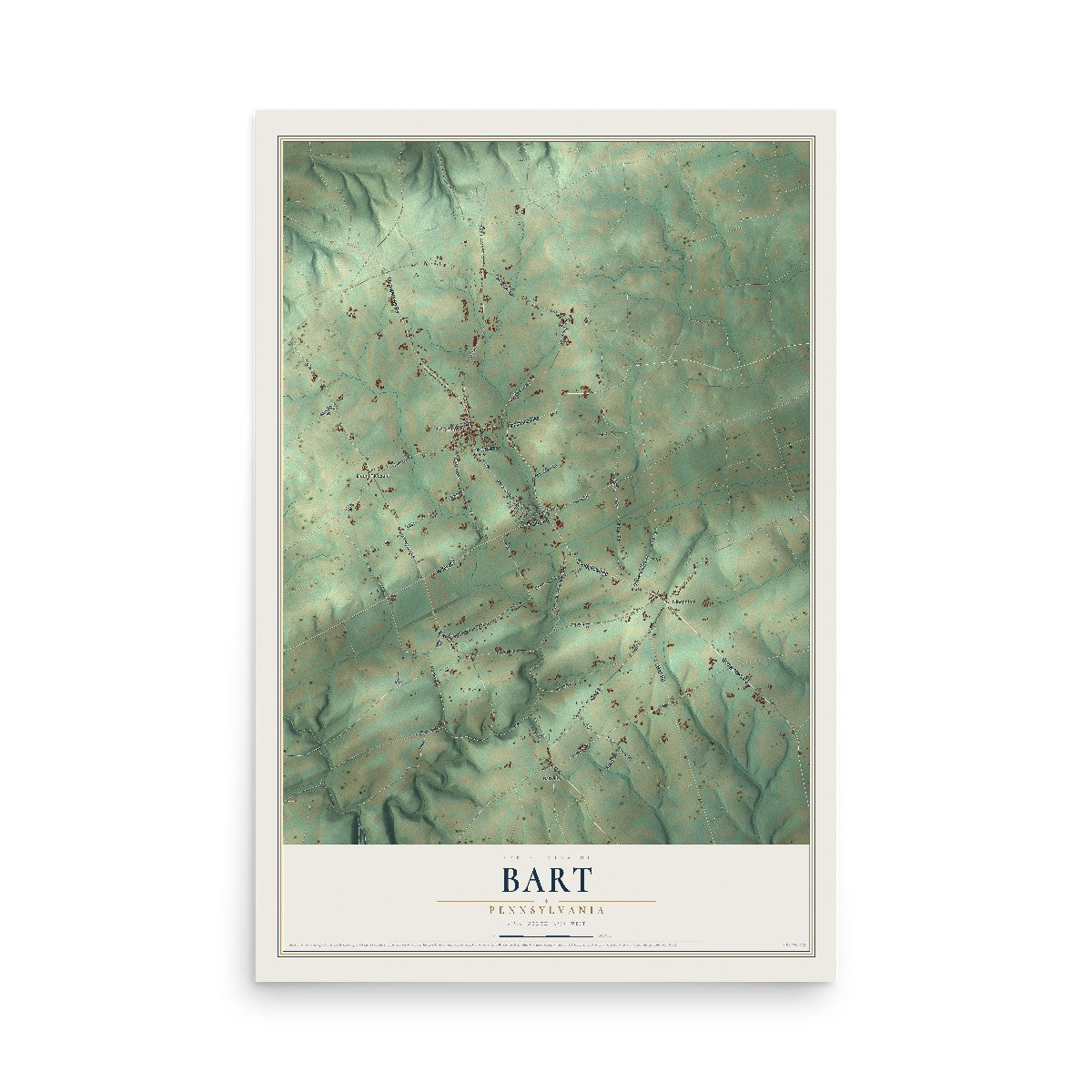 Map of Bart, Pennsylvania, 12 x 18 inch unframed archival matte print