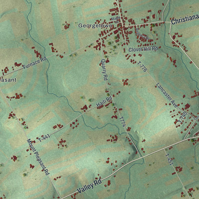 Close-up of the map of Bart, Pennsylvania print showing street and building detail