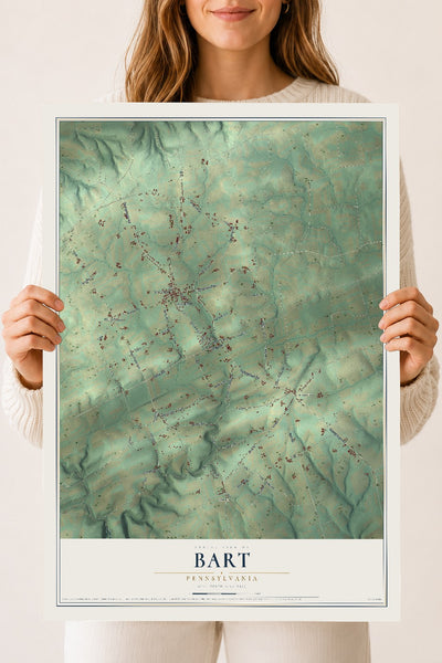 Map of Bart, Pennsylvania, 18 x 24 inch unframed archival matte print