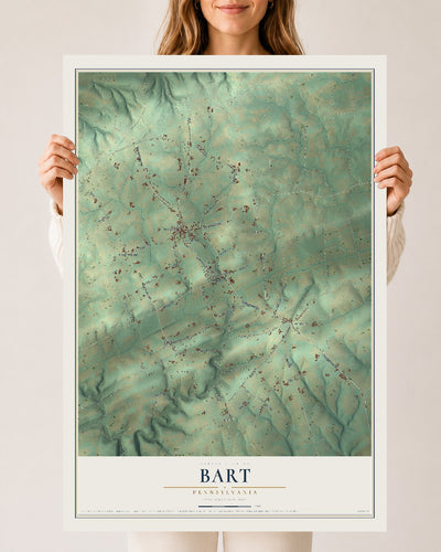 Map of Bart, Pennsylvania, 24 x 36 inch unframed archival matte print