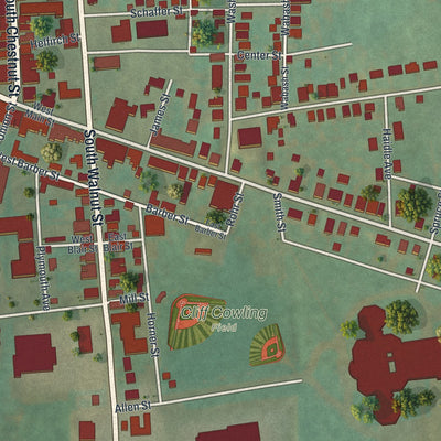 Close-up of the map of Bath, Pennsylvania print showing street and building detail