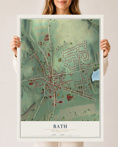 Map of Bath, Pennsylvania, 24 x 36 inch unframed archival matte print