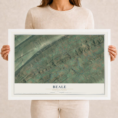 Map of Beale, Pennsylvania, 12 x 18 inch print in a white wood frame