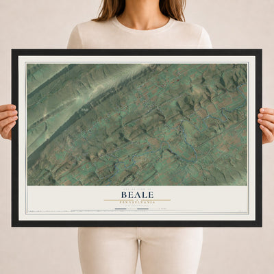 Map of Beale, Pennsylvania, 18 x 24 inch print in a black wood frame