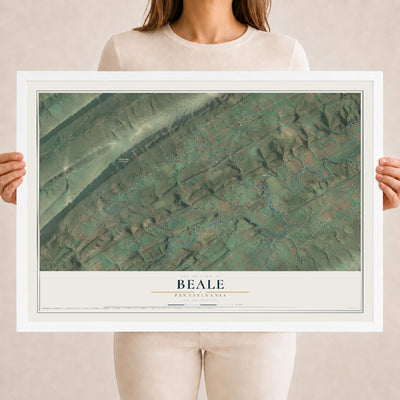 Map of Beale, Pennsylvania, 18 x 24 inch print in a white wood frame