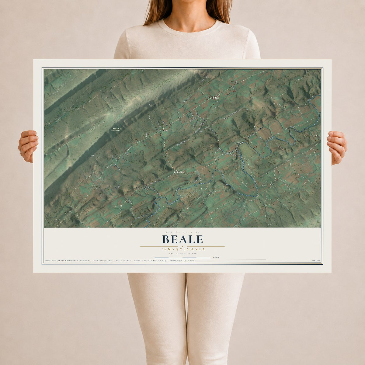 Map of Beale, Pennsylvania, 24 x 36 inch unframed archival matte print