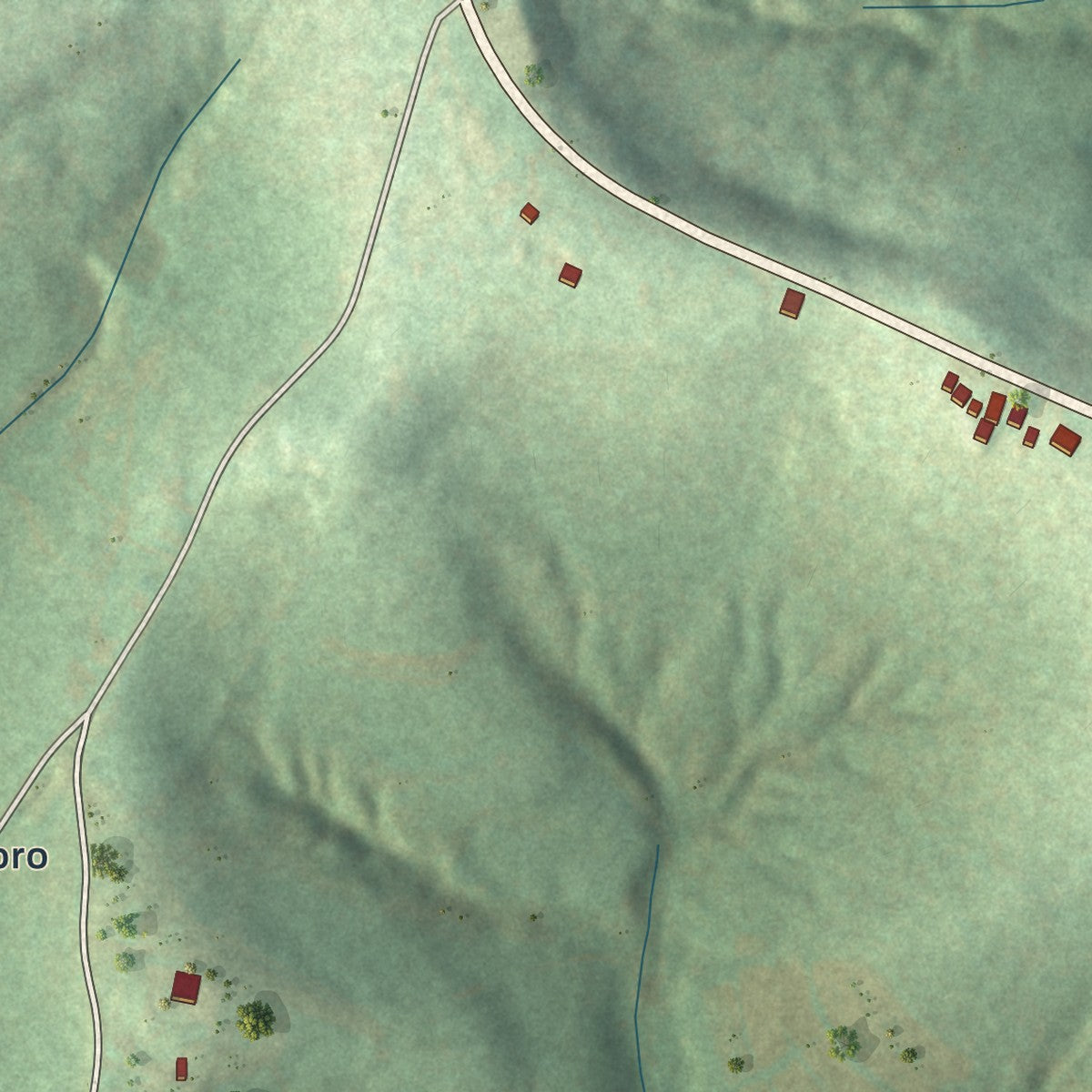Second close-up of the map of Beallsville, Pennsylvania print showing more streets and buildings